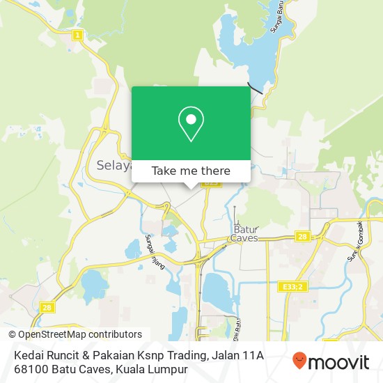 Peta Kedai Runcit & Pakaian Ksnp Trading, Jalan 11A 68100 Batu Caves