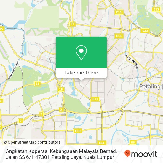 Angkatan Koperasi Kebangsaan Malaysia Berhad, Jalan SS 6 / 1 47301 Petaling Jaya map