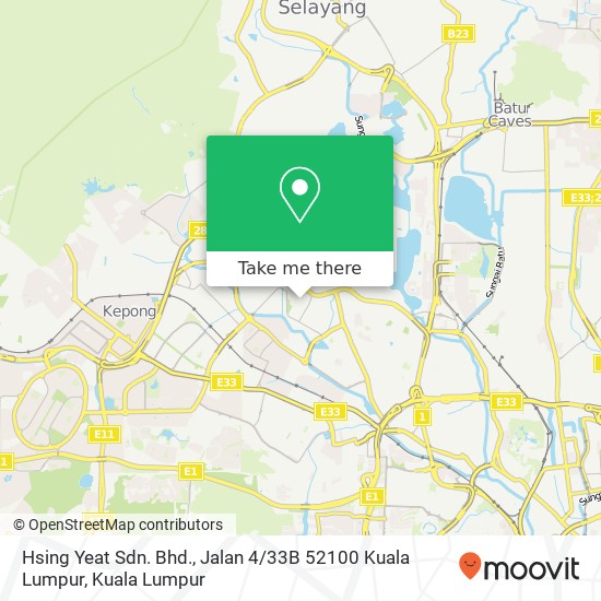 Hsing Yeat Sdn. Bhd., Jalan 4 / 33B 52100 Kuala Lumpur map