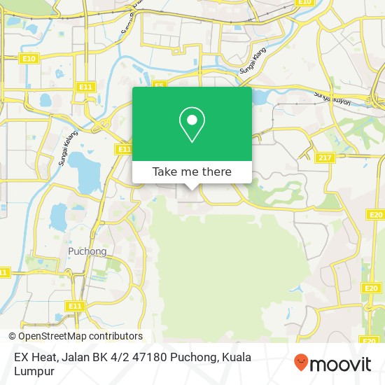 Peta EX Heat, Jalan BK 4 / 2 47180 Puchong