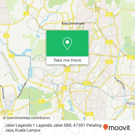 Peta Jalan Lagenda 1 Lagenda Jalan 58B, 47301 Petaling Jaya