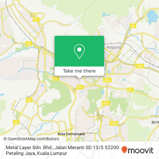 Metal Layer Sdn. Bhd., Jalan Meranti SD 13 / 5 52200 Petaling Jaya map