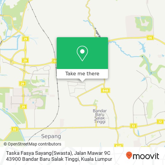 Peta Taska Fasya Sayang(Swasta), Jalan Mawar 9C 43900 Bandar Baru Salak Tinggi