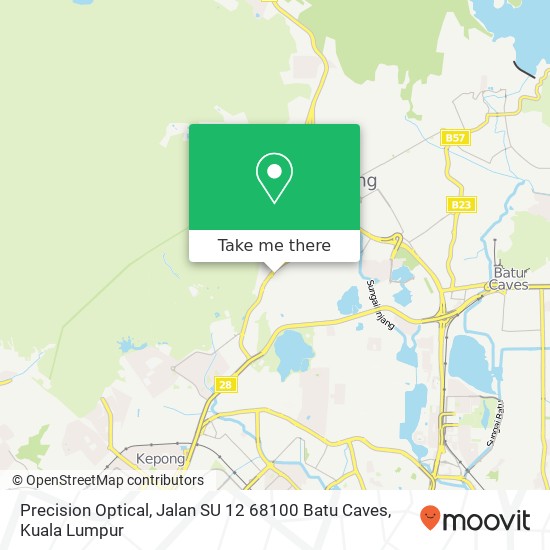 Peta Precision Optical, Jalan SU 12 68100 Batu Caves