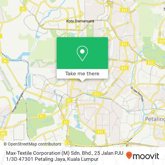 Peta Max-Textile Corporation (M) Sdn. Bhd., 25 Jalan PJU 1 / 3D 47301 Petaling Jaya