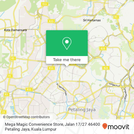 Peta Mega Magic Convenience Store, Jalan 17 / 27 46400 Petaling Jaya