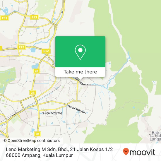 Leno Marketing M Sdn. Bhd., 21 Jalan Kosas 1 / 2 68000 Ampang map