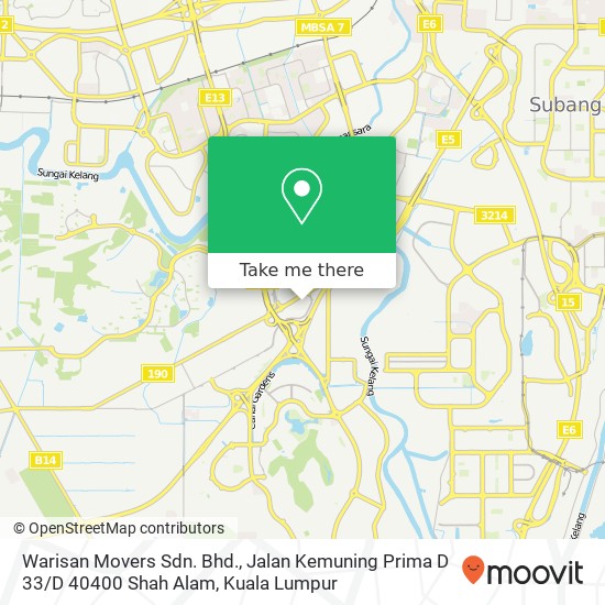 Warisan Movers Sdn. Bhd., Jalan Kemuning Prima D 33 / D 40400 Shah Alam map