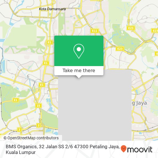 Peta BMS Organics, 32 Jalan SS 2 / 6 47300 Petaling Jaya