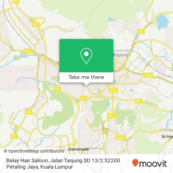 Belay Hair Saloon, Jalan Tanjung SD 13 / 2 52200 Petaling Jaya map