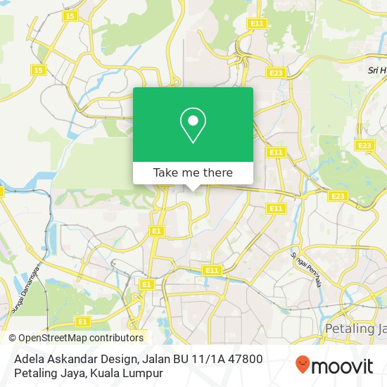 Adela Askandar Design, Jalan BU 11 / 1A 47800 Petaling Jaya map