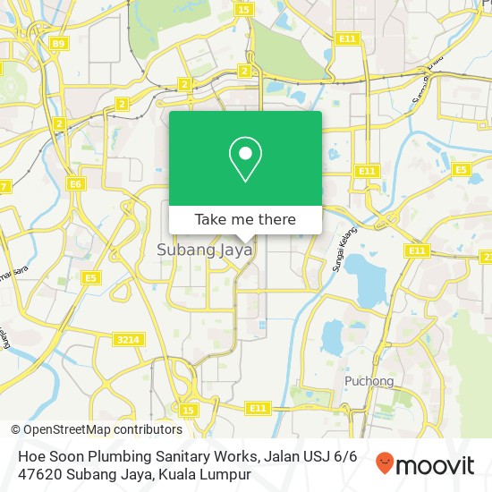 Peta Hoe Soon Plumbing Sanitary Works, Jalan USJ 6 / 6 47620 Subang Jaya