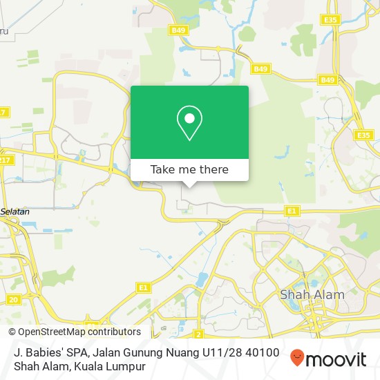 Peta J. Babies' SPA, Jalan Gunung Nuang U11 / 28 40100 Shah Alam
