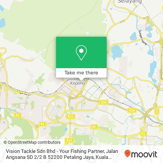 Vision Tackle Sdn Bhd - Your Fishing Partner, Jalan Angsana SD 2 / 2 B 52200 Petaling Jaya map