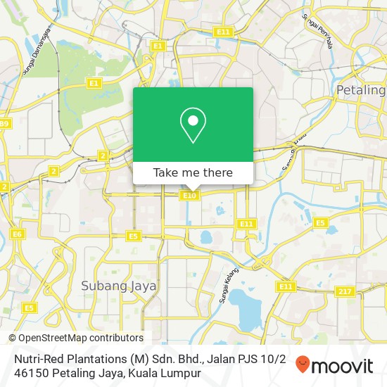 Peta Nutri-Red Plantations (M) Sdn. Bhd., Jalan PJS 10 / 2 46150 Petaling Jaya