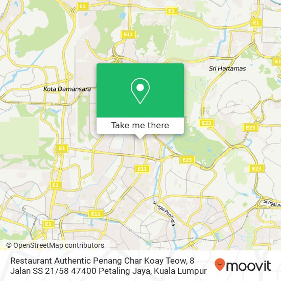 Restaurant Authentic Penang Char Koay Teow, 8 Jalan SS 21 / 58 47400 Petaling Jaya map