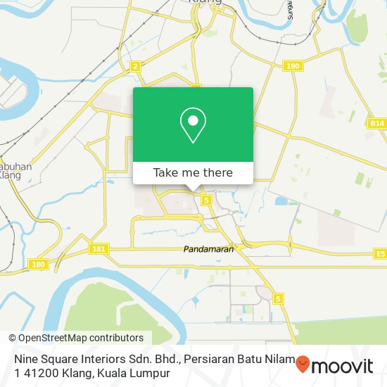 Peta Nine Square Interiors Sdn. Bhd., Persiaran Batu Nilam 1 41200 Klang