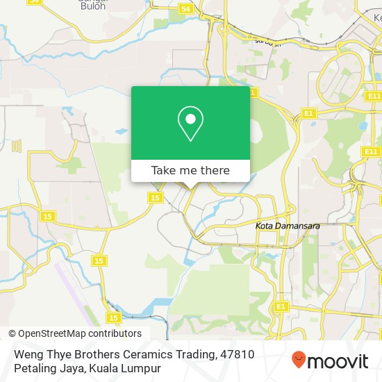 Peta Weng Thye Brothers Ceramics Trading, 47810 Petaling Jaya