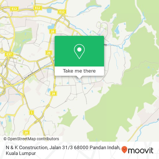 Peta N & K Construction, Jalan 31 / 3 68000 Pandan Indah