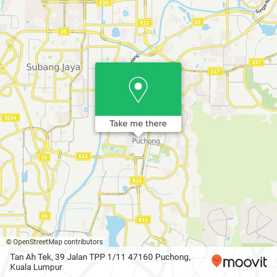 Tan Ah Tek, 39 Jalan TPP 1 / 11 47160 Puchong map