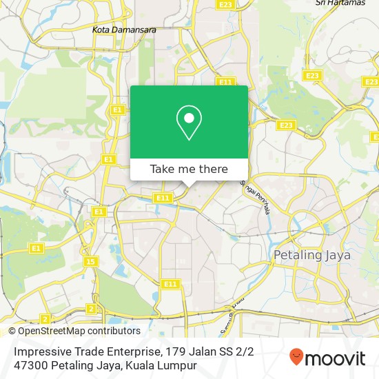 Peta Impressive Trade Enterprise, 179 Jalan SS 2 / 2 47300 Petaling Jaya