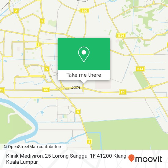 Peta Klinik Mediviron, 25 Lorong Sanggul 1F 41200 Klang