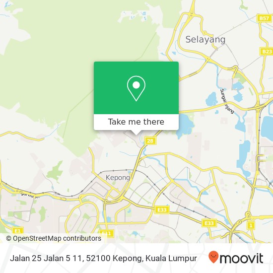 Peta Jalan 25 Jalan 5 11, 52100 Kepong