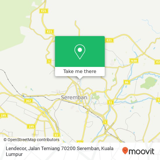 Peta Lendecor, Jalan Temiang 70200 Seremban