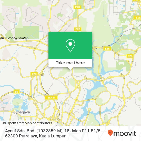 Aynuf Sdn. Bhd. (1032859-M), 18 Jalan P11 B1 / 5 62300 Putrajaya map
