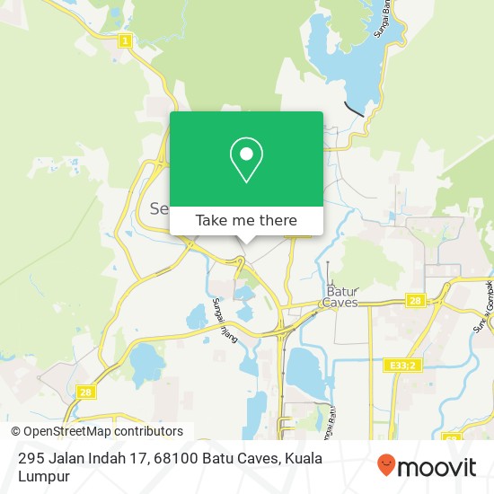 Peta 295 Jalan Indah 17, 68100 Batu Caves