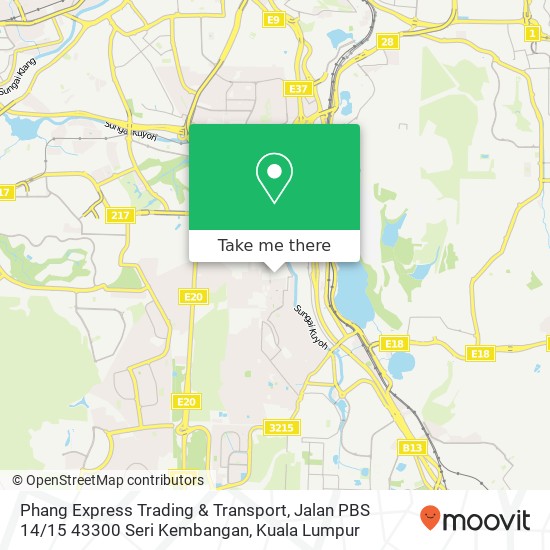 Phang Express Trading & Transport, Jalan PBS 14 / 15 43300 Seri Kembangan map