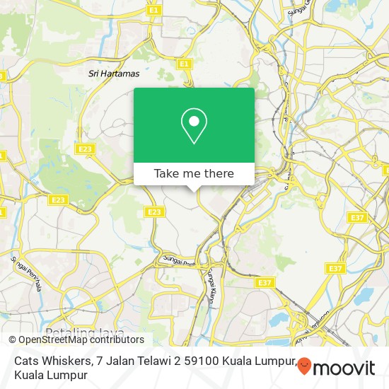 Peta Cats Whiskers, 7 Jalan Telawi 2 59100 Kuala Lumpur