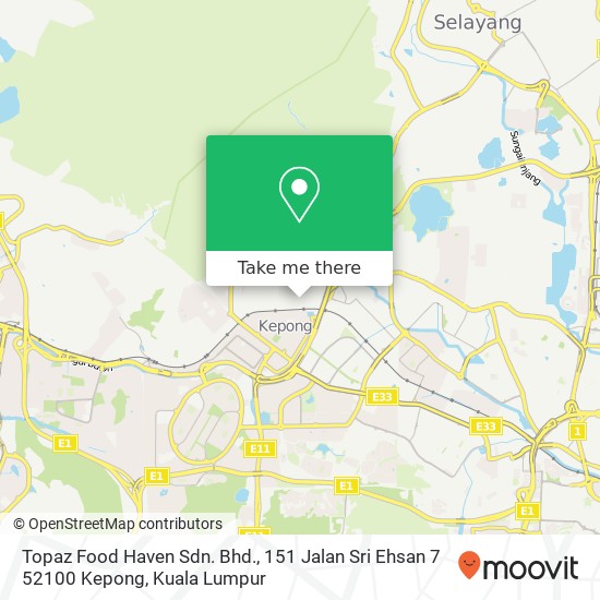 Peta Topaz Food Haven Sdn. Bhd., 151 Jalan Sri Ehsan 7 52100 Kepong