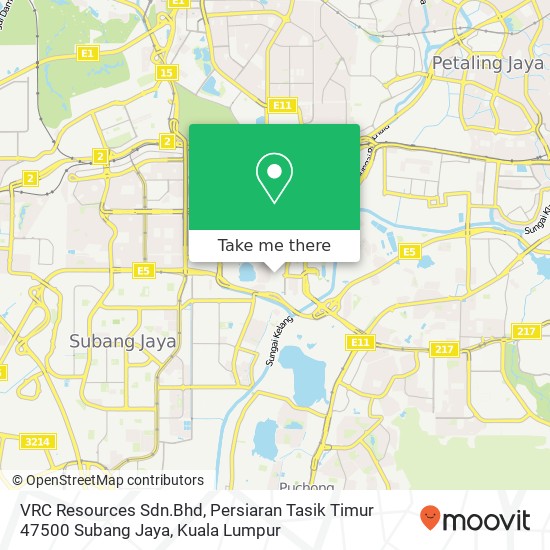 VRC Resources Sdn.Bhd, Persiaran Tasik Timur 47500 Subang Jaya map