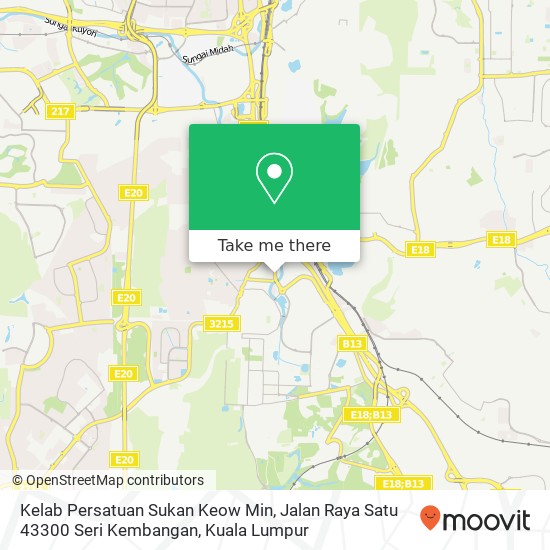 Peta Kelab Persatuan Sukan Keow Min, Jalan Raya Satu 43300 Seri Kembangan
