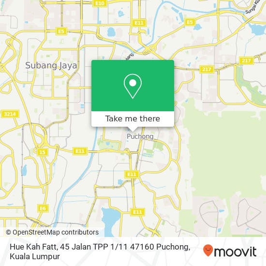 Hue Kah Fatt, 45 Jalan TPP 1 / 11 47160 Puchong map