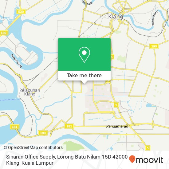 Peta Sinaran Office Supply, Lorong Batu Nilam 15D 42000 Klang