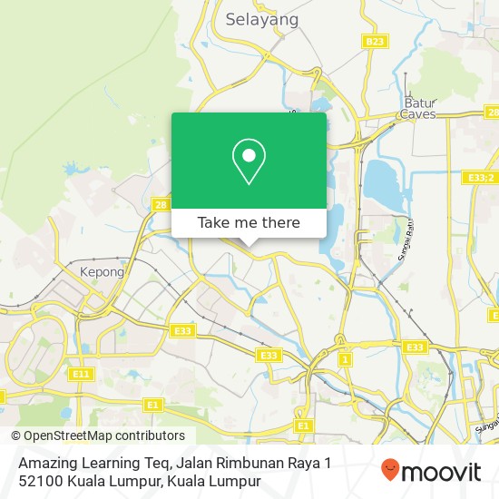 Peta Amazing Learning Teq, Jalan Rimbunan Raya 1 52100 Kuala Lumpur