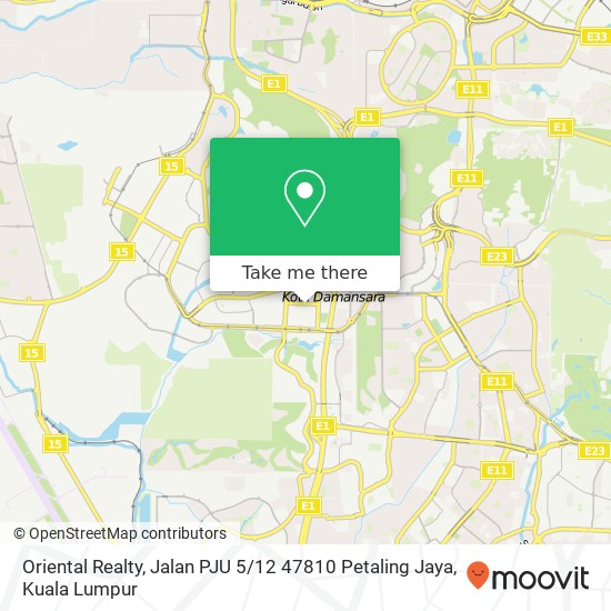 Peta Oriental Realty, Jalan PJU 5 / 12 47810 Petaling Jaya