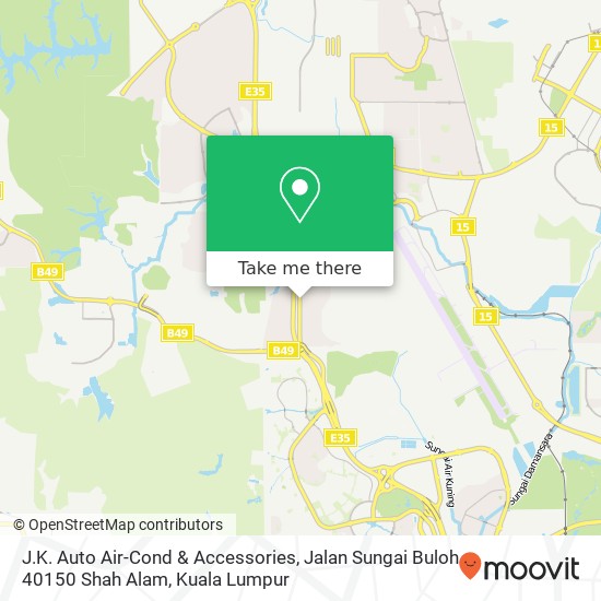 Peta J.K. Auto Air-Cond & Accessories, Jalan Sungai Buloh 40150 Shah Alam