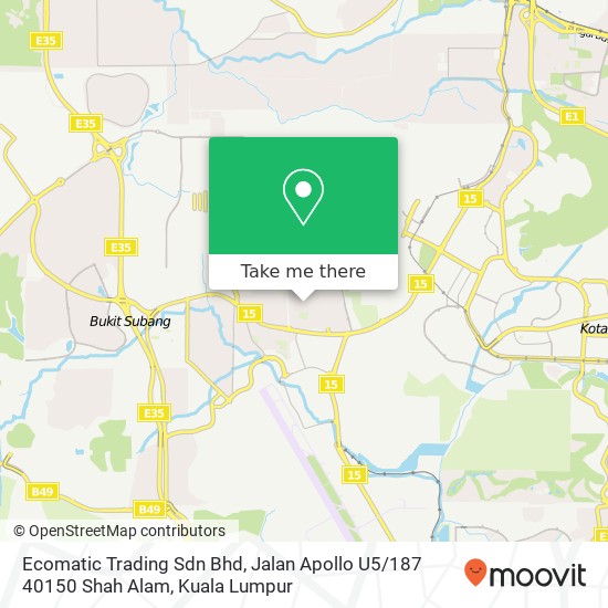 Ecomatic Trading Sdn Bhd, Jalan Apollo U5 / 187 40150 Shah Alam map