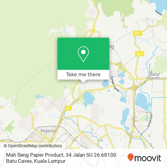 Peta Mah Seng Paper Product, 34 Jalan SU 26 68100 Batu Caves