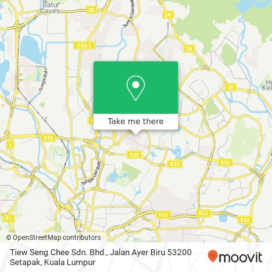 Tiew Seng Chee Sdn. Bhd., Jalan Ayer Biru 53200 Setapak map