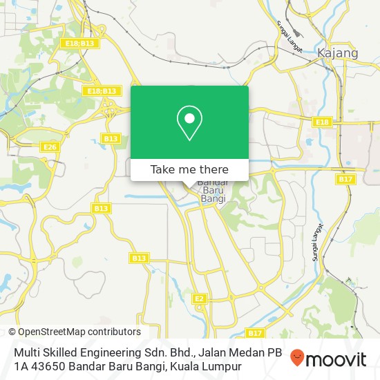 Peta Multi Skilled Engineering Sdn. Bhd., Jalan Medan PB 1A 43650 Bandar Baru Bangi