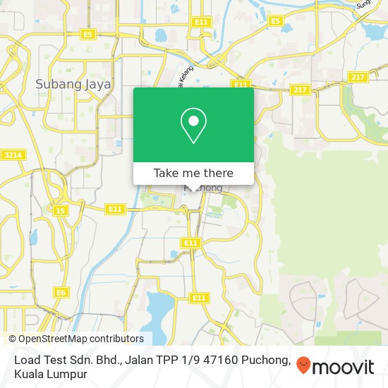 Load Test Sdn. Bhd., Jalan TPP 1 / 9 47160 Puchong map