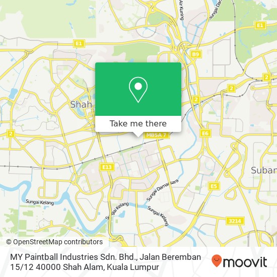 MY Paintball Industries Sdn. Bhd., Jalan Beremban 15 / 12 40000 Shah Alam map