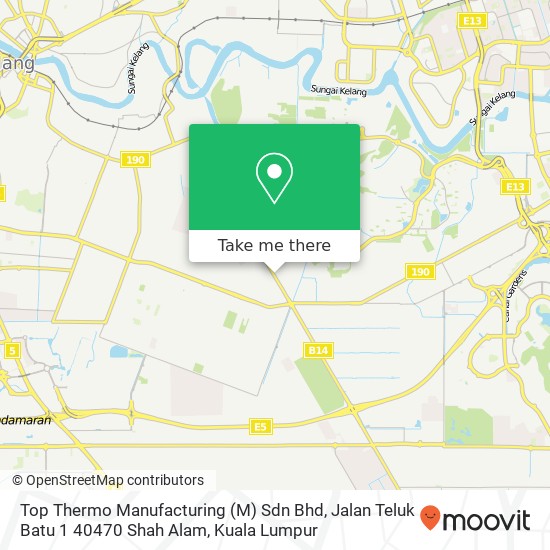 Peta Top Thermo Manufacturing (M) Sdn Bhd, Jalan Teluk Batu 1 40470 Shah Alam