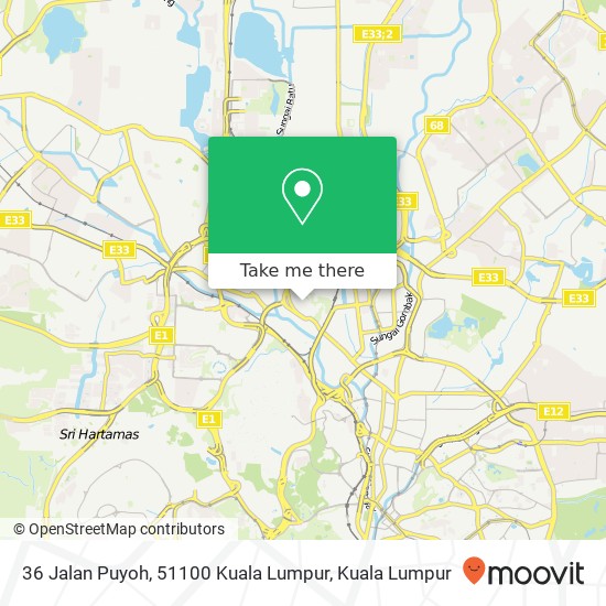 Peta 36 Jalan Puyoh, 51100 Kuala Lumpur