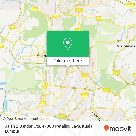 Peta Jalan 2 Bandar Uta, 47800 Petaling Jaya