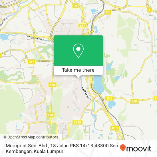 Mercprint Sdn. Bhd., 18 Jalan PBS 14 / 13 43300 Seri Kembangan map